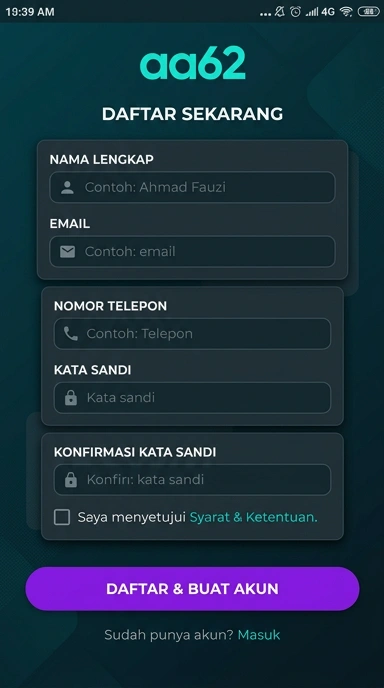 Cara Mudah Registrasi Akun aa62 untuk Android