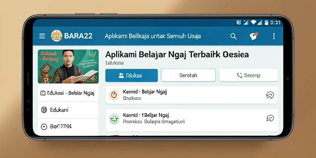 Tampilan antarmuka aplikasi BARA22 untuk belajar ngaji secara interaktif.