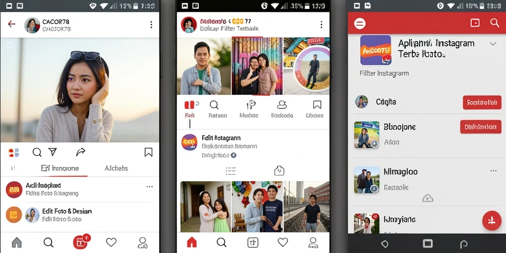 Antarmuka <strong>CACOR78</strong> menampilkan berbagai filter Instagram menarik dan fungsional.