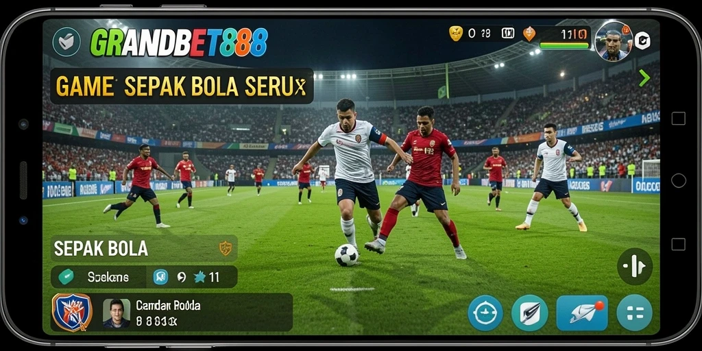 Antarmuka menarik dan interaktif dari GRANDBET88 yang menampilkan aksi permainan Sepak Bola.
