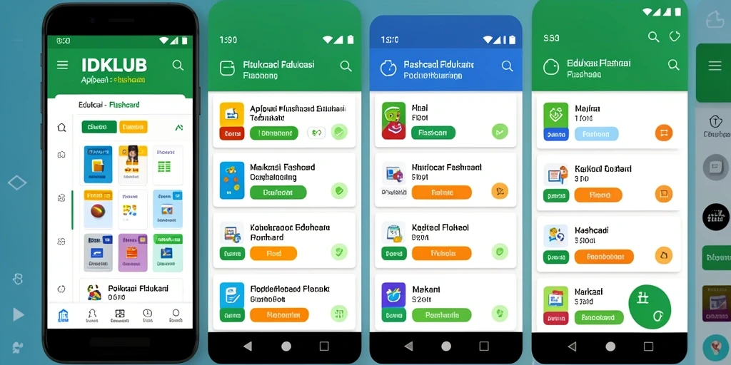 Antarmuka IDKLUB yang intuitif dan interaktif untuk belajar Flashcard.