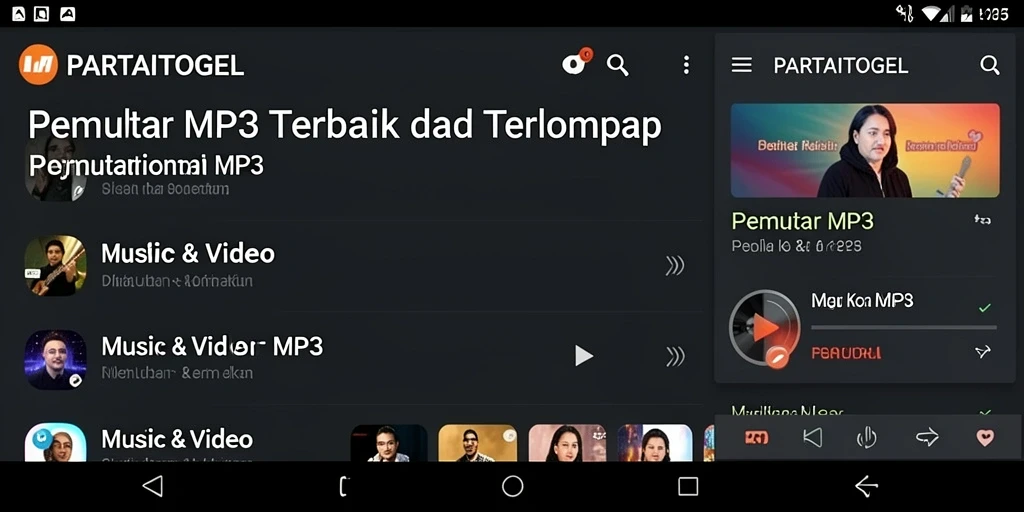 Antarmuka PARTAITOGEL yang sederhana dan fungsional untuk Pemutar MP3.