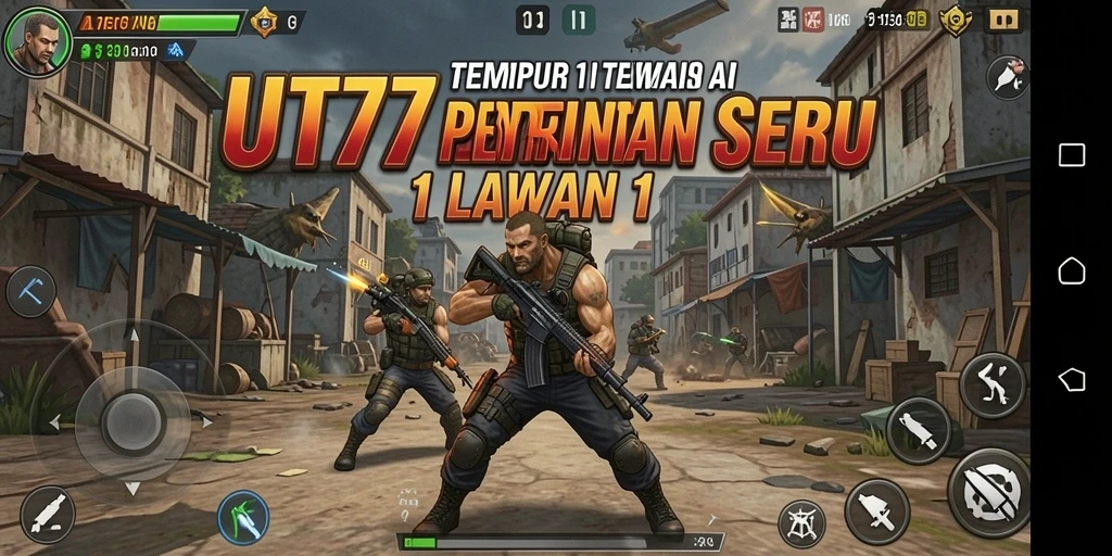 Screenshot UT77 menampilkan aksi tempur 1 lawan 1 yang mendebarkan.